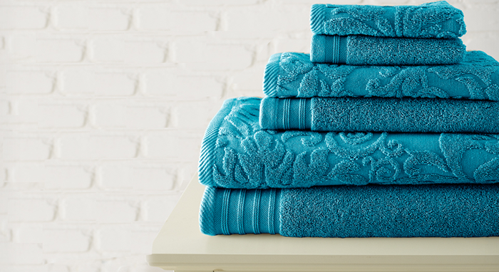 CASABLANCA JACQUARD TOWEL FLORAL COLLECTION aqua